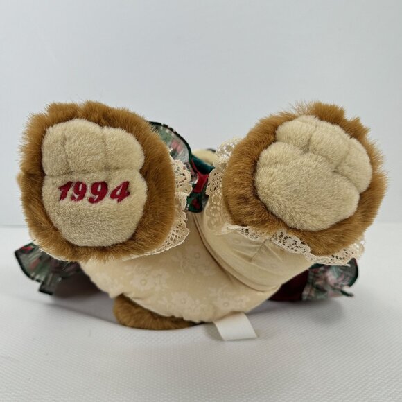 Vintage 1994 Kmart Teddy Bear Lane Christmas Bear In Holiday Dress Hat Bow 18" - Picture 3 of 13